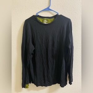 Bombas Black Long Sleeve Tee T-Shirt Green Accents Shirt Top Large